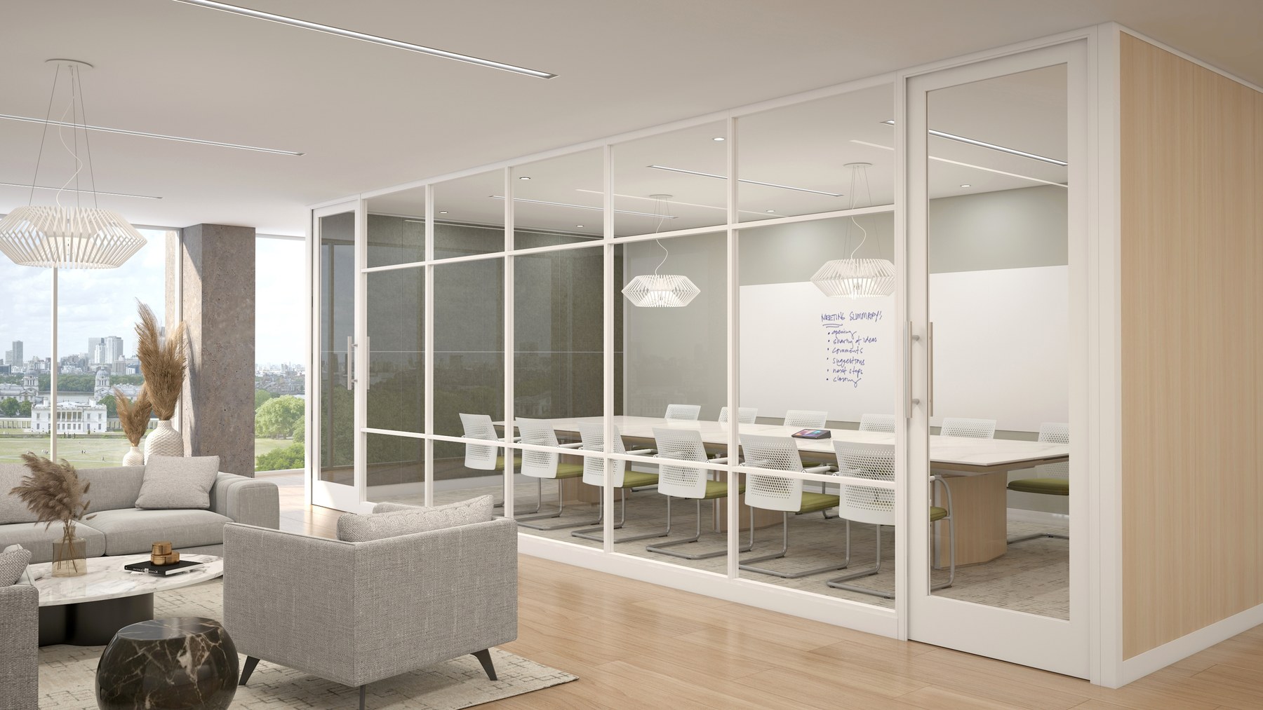 Fellowes Volo glass wall system in a modern office suite
